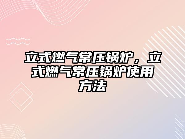 立式燃?xì)獬哄仩t，立式燃?xì)獬哄仩t使用方法