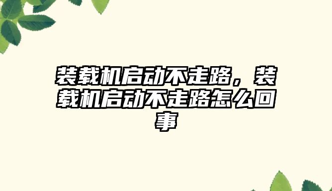 裝載機啟動不走路，裝載機啟動不走路怎么回事