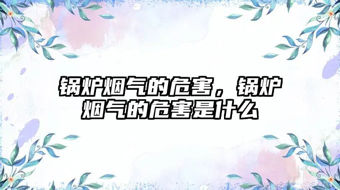 鍋爐煙氣的危害，鍋爐煙氣的危害是什么