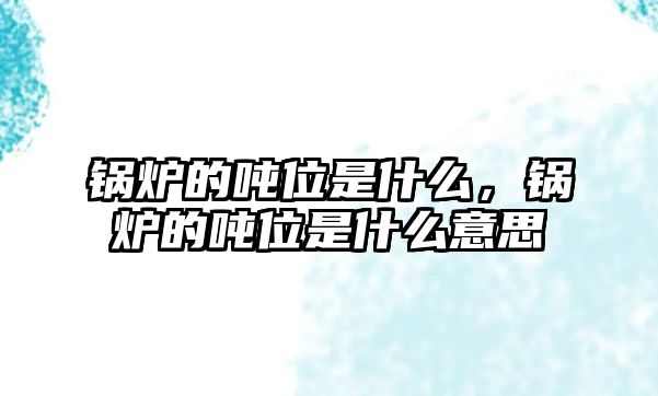 鍋爐的噸位是什么，鍋爐的噸位是什么意思