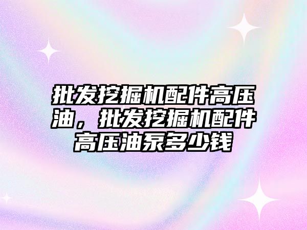 批發(fā)挖掘機配件高壓油，批發(fā)挖掘機配件高壓油泵多少錢