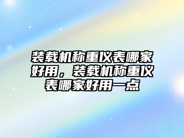 裝載機(jī)稱(chēng)重儀表哪家好用，裝載機(jī)稱(chēng)重儀表哪家好用一點(diǎn)