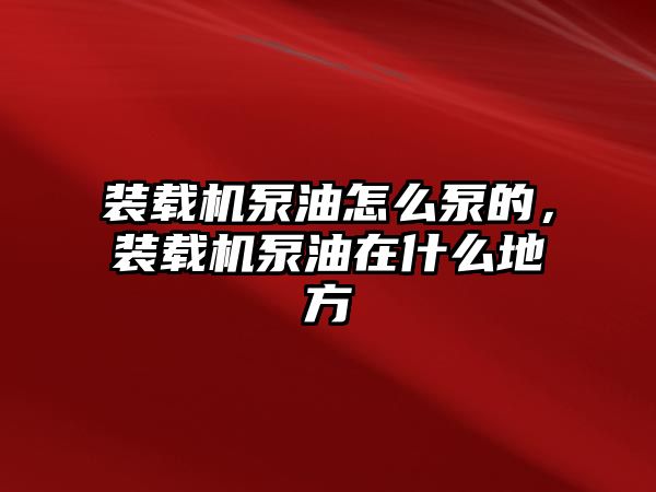 裝載機泵油怎么泵的，裝載機泵油在什么地方