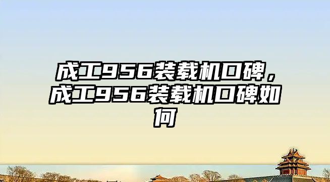 成工956裝載機口碑，成工956裝載機口碑如何