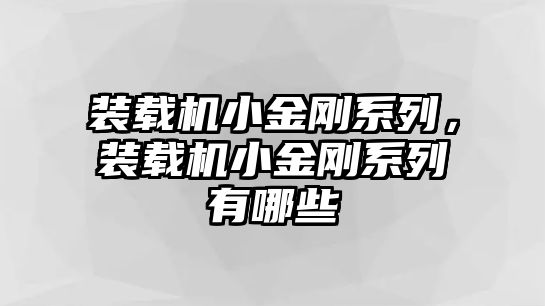 裝載機小金剛系列，裝載機小金剛系列有哪些