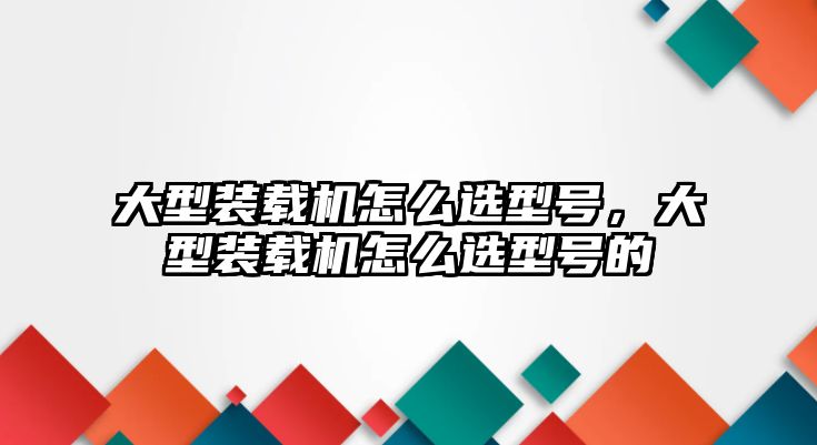 大型裝載機(jī)怎么選型號(hào)，大型裝載機(jī)怎么選型號(hào)的