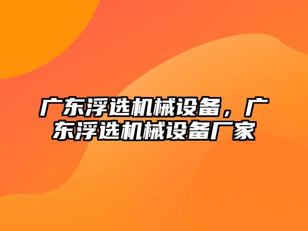 廣東浮選機械設(shè)備，廣東浮選機械設(shè)備廠家