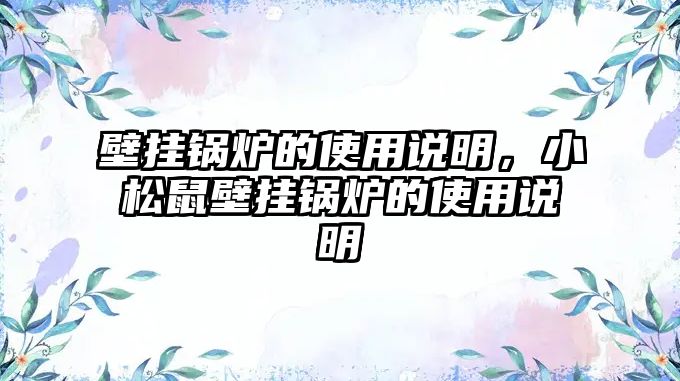 壁掛鍋爐的使用說明，小松鼠壁掛鍋爐的使用說明