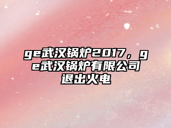 ge武漢鍋爐2017，ge武漢鍋爐有限公司退出火電