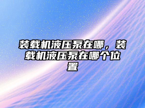 裝載機(jī)液壓泵在哪，裝載機(jī)液壓泵在哪個(gè)位置