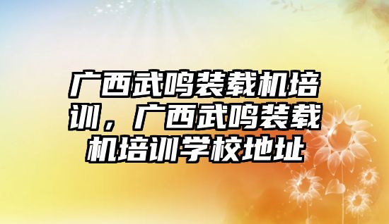 廣西武鳴裝載機培訓，廣西武鳴裝載機培訓學校地址