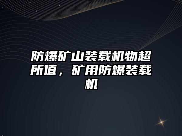 防爆礦山裝載機物超所值，礦用防爆裝載機