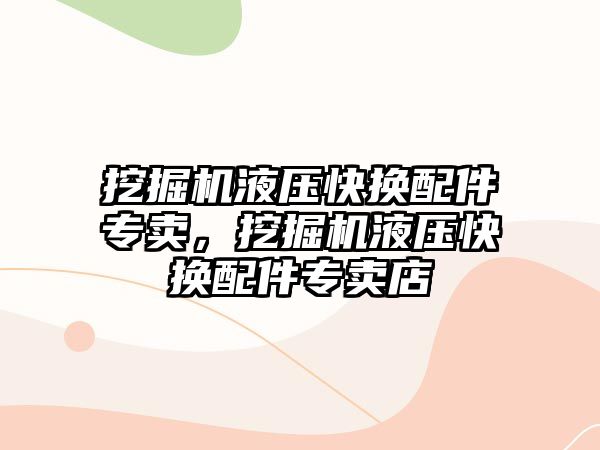 挖掘機液壓快換配件專賣，挖掘機液壓快換配件專賣店