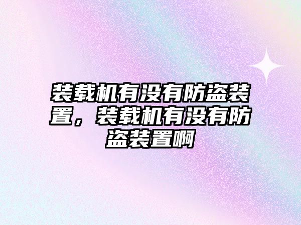 裝載機有沒有防盜裝置，裝載機有沒有防盜裝置啊