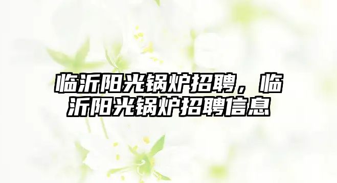 臨沂陽(yáng)光鍋爐招聘，臨沂陽(yáng)光鍋爐招聘信息