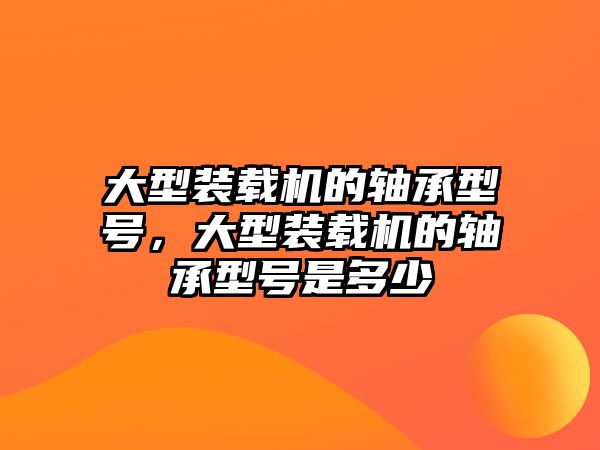 大型裝載機(jī)的軸承型號，大型裝載機(jī)的軸承型號是多少