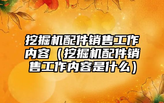 挖掘機配件銷售工作內(nèi)容（挖掘機配件銷售工作內(nèi)容是什么）