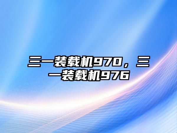 三一裝載機970，三一裝載機976