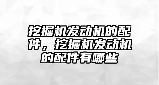 挖掘機發(fā)動機的配件，挖掘機發(fā)動機的配件有哪些