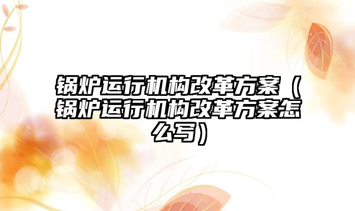 鍋爐運行機構(gòu)改革方案（鍋爐運行機構(gòu)改革方案怎么寫）