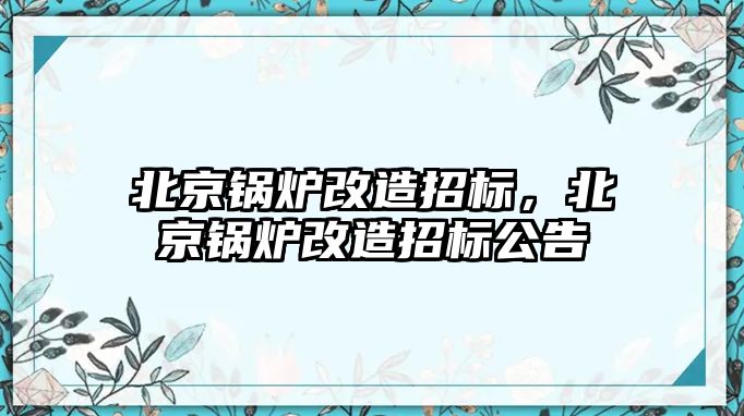 北京鍋爐改造招標，北京鍋爐改造招標公告