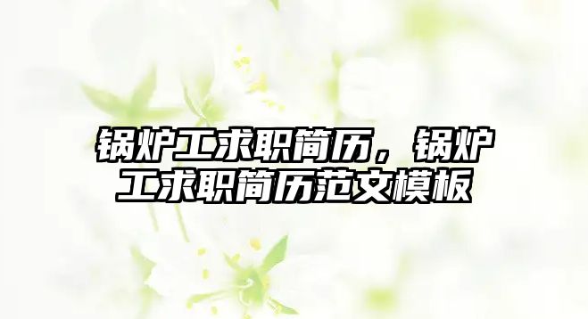 鍋爐工求職簡(jiǎn)歷，鍋爐工求職簡(jiǎn)歷范文模板