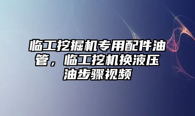 臨工挖掘機專用配件油管，臨工挖機換液壓油步驟視頻