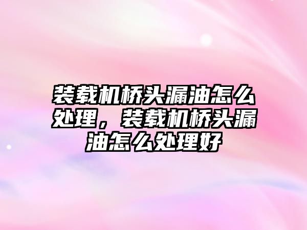 裝載機(jī)橋頭漏油怎么處理，裝載機(jī)橋頭漏油怎么處理好