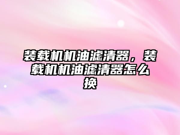 裝載機機油濾清器，裝載機機油濾清器怎么換