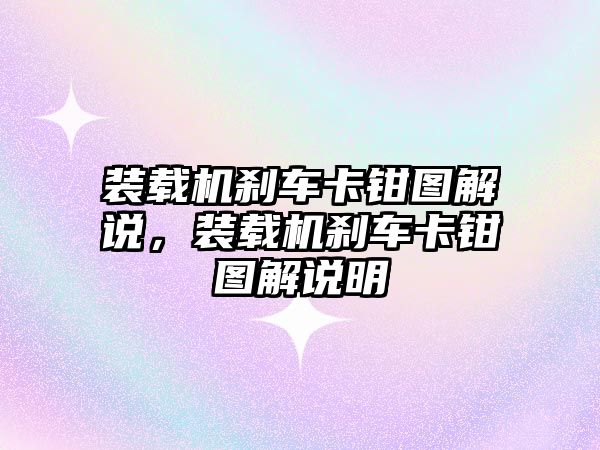 裝載機剎車卡鉗圖解說，裝載機剎車卡鉗圖解說明