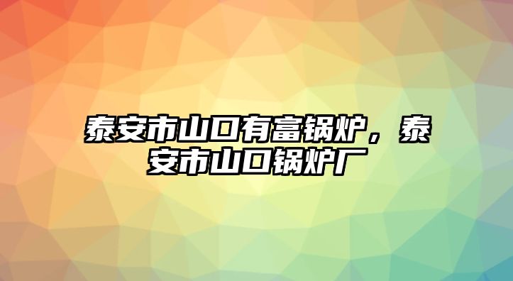 泰安市山口有富鍋爐，泰安市山口鍋爐廠