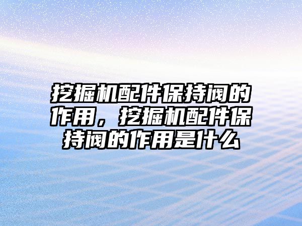 挖掘機(jī)配件保持閥的作用，挖掘機(jī)配件保持閥的作用是什么