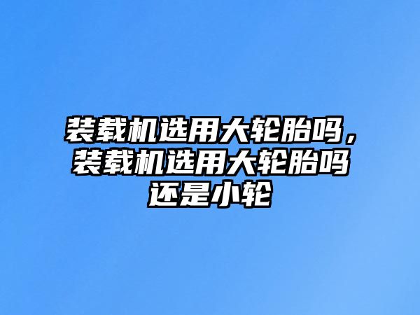 裝載機選用大輪胎嗎，裝載機選用大輪胎嗎還是小輪