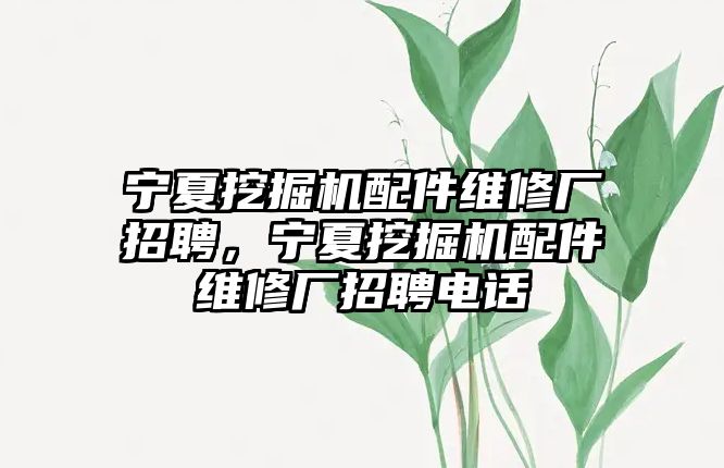 寧夏挖掘機(jī)配件維修廠招聘，寧夏挖掘機(jī)配件維修廠招聘電話