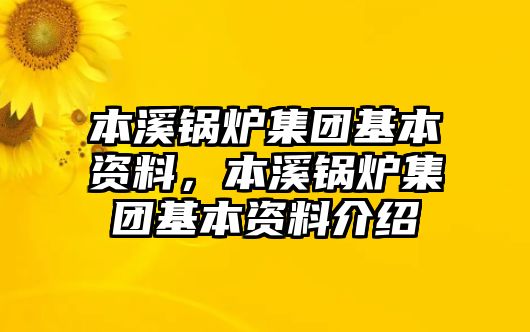 本溪鍋爐集團基本資料，本溪鍋爐集團基本資料介紹