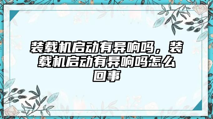 裝載機啟動有異響嗎，裝載機啟動有異響嗎怎么回事