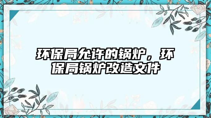 環(huán)保局允許的鍋爐，環(huán)保局鍋爐改造文件