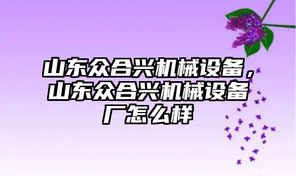 山東眾合興機械設備，山東眾合興機械設備廠怎么樣