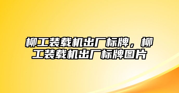 柳工裝載機(jī)出廠(chǎng)標(biāo)牌，柳工裝載機(jī)出廠(chǎng)標(biāo)牌圖片