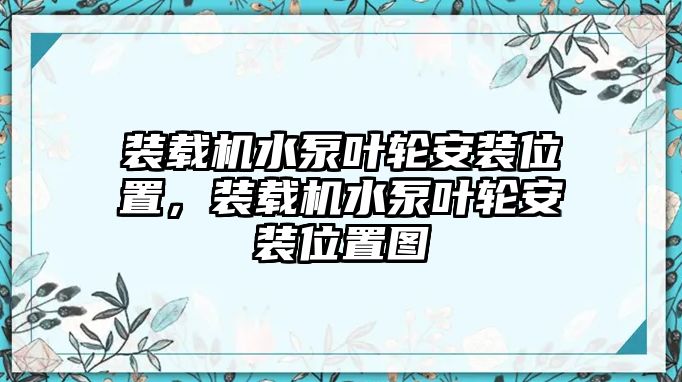 裝載機(jī)水泵葉輪安裝位置，裝載機(jī)水泵葉輪安裝位置圖