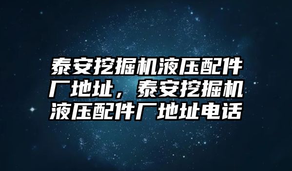 泰安挖掘機液壓配件廠地址，泰安挖掘機液壓配件廠地址電話