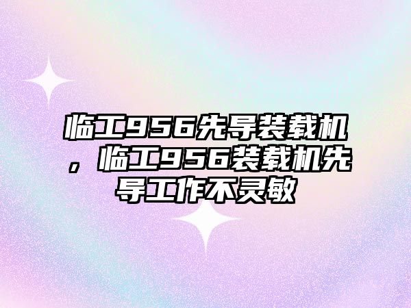 臨工956先導裝載機，臨工956裝載機先導工作不靈敏