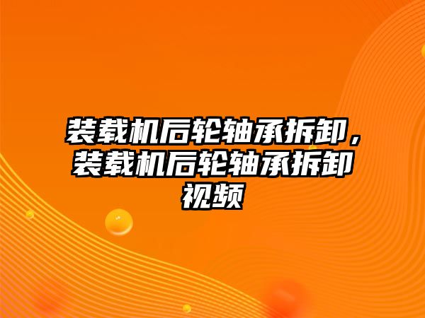 裝載機(jī)后輪軸承拆卸，裝載機(jī)后輪軸承拆卸視頻