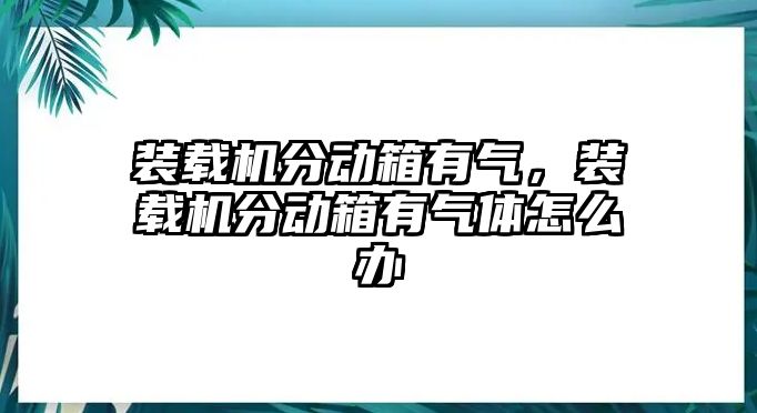 裝載機(jī)分動(dòng)箱有氣，裝載機(jī)分動(dòng)箱有氣體怎么辦