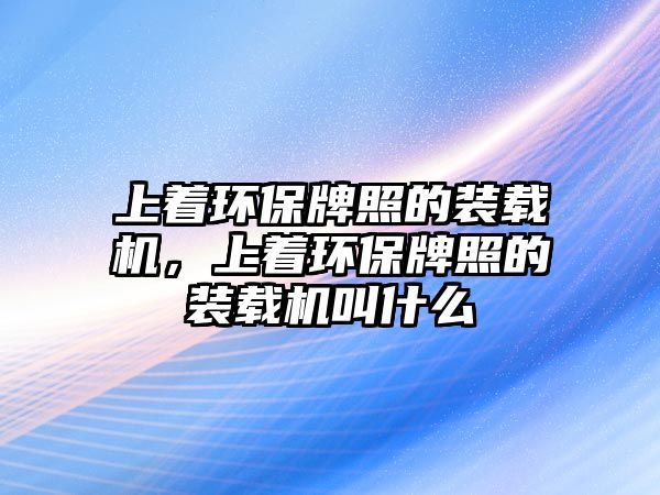 上著環(huán)保牌照的裝載機(jī)，上著環(huán)保牌照的裝載機(jī)叫什么