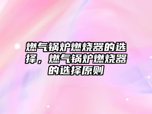 燃?xì)忮仩t燃燒器的選擇，燃?xì)忮仩t燃燒器的選擇原則