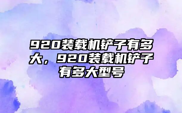 920裝載機(jī)鏟子有多大，920裝載機(jī)鏟子有多大型號