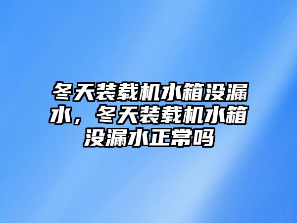 冬天裝載機水箱沒漏水，冬天裝載機水箱沒漏水正常嗎