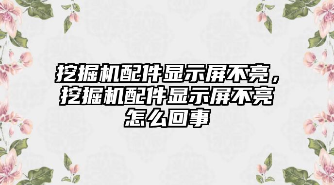 挖掘機(jī)配件顯示屏不亮，挖掘機(jī)配件顯示屏不亮怎么回事