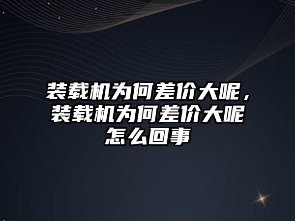 裝載機為何差價大呢，裝載機為何差價大呢怎么回事